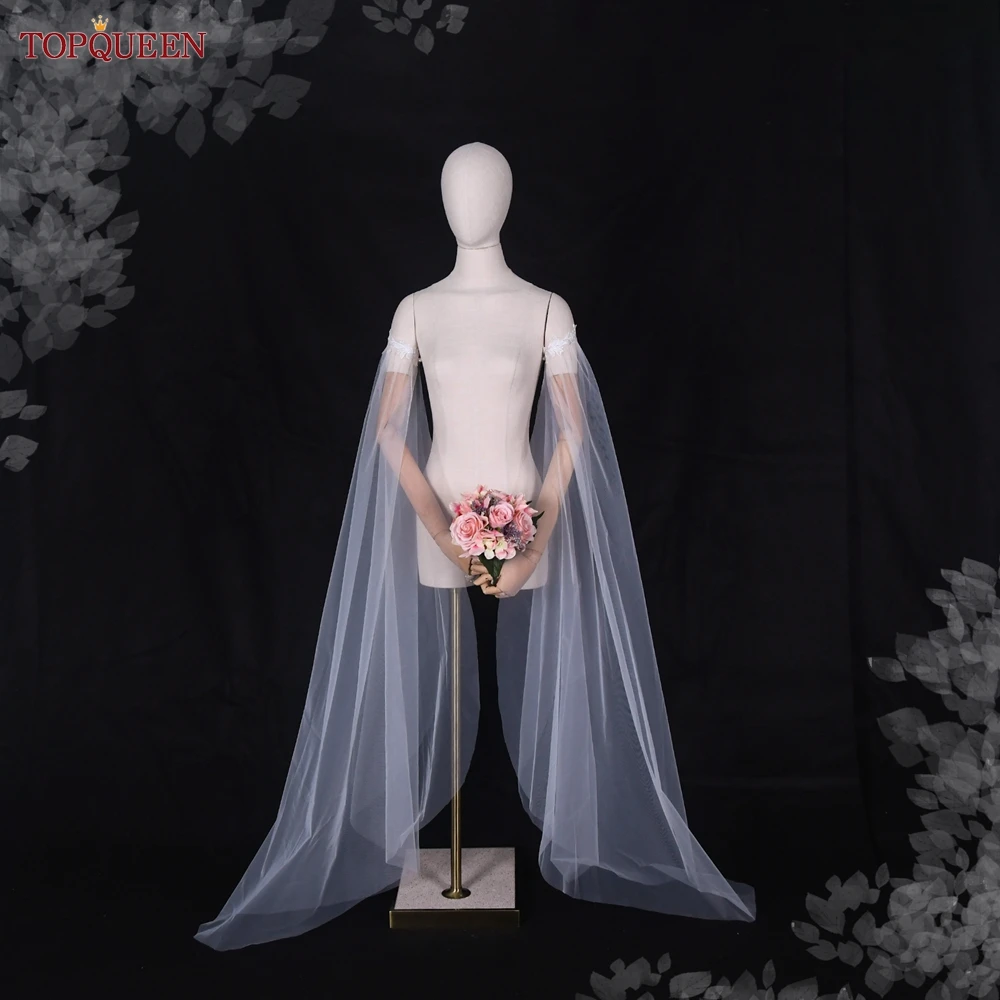 TOPQUEEN VM32 Fairy Style Women's Dress Long Sleeves Lace Cuffs Elastic 1M Long Open Gloves DIY Wedding Dress Arm Accessories