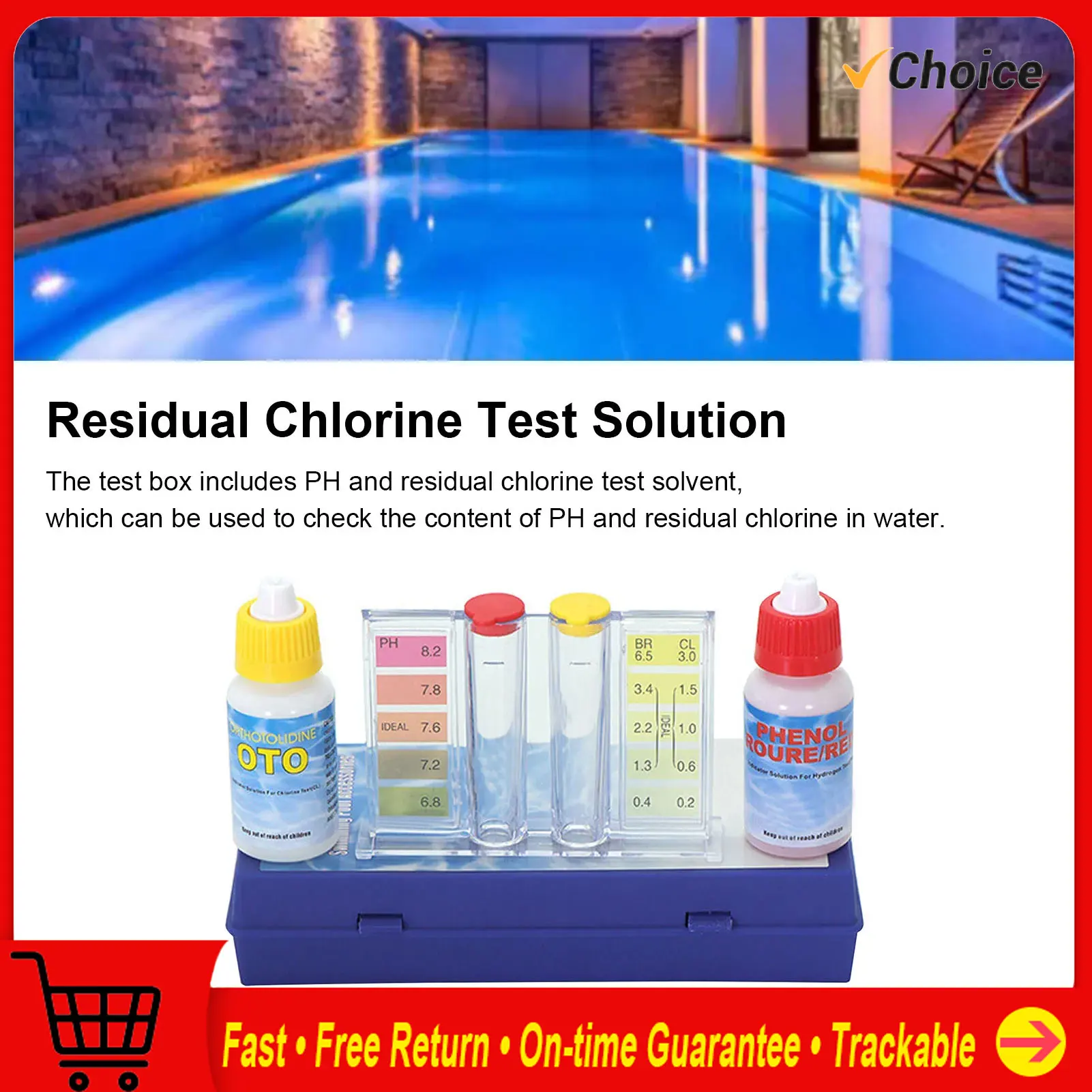 Testing Pipe Water Quality Test Solution with Testing Strip Tube Tool for PH Residual Chlorine Detection  Test Solution