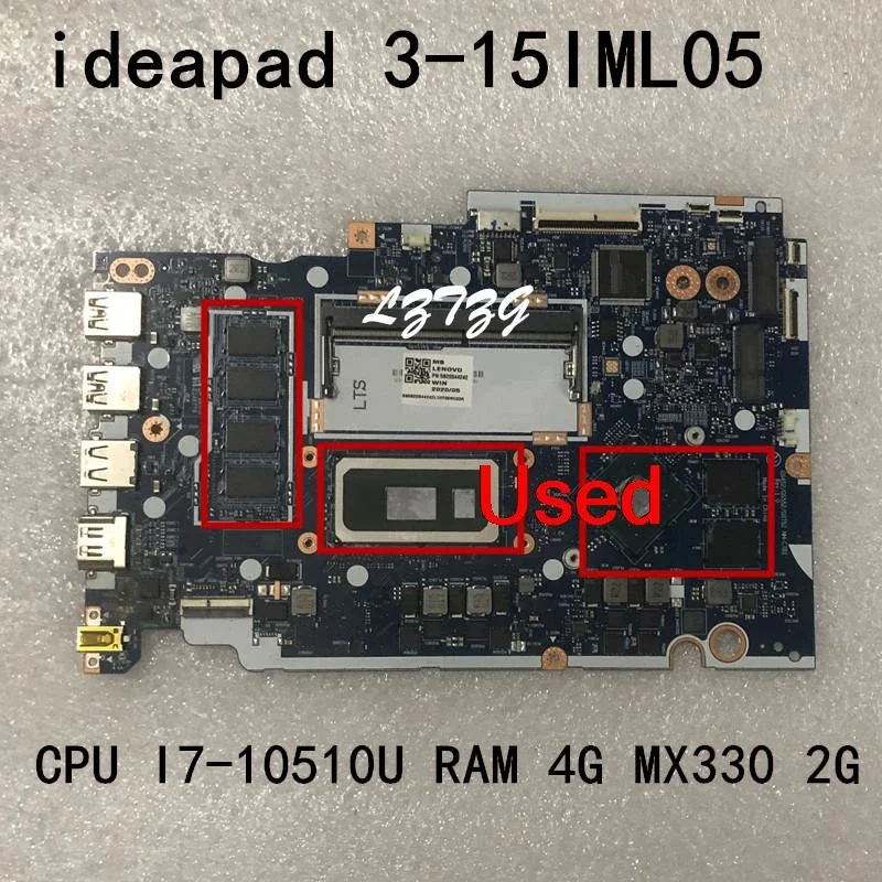 Used For Lenovo Ideapad 3-15IML05 NM-C781 Laptop Motherboard mainboard  With CPU I7-10510 RAM 4G GPU MX330 2G FRU 5B20S44242