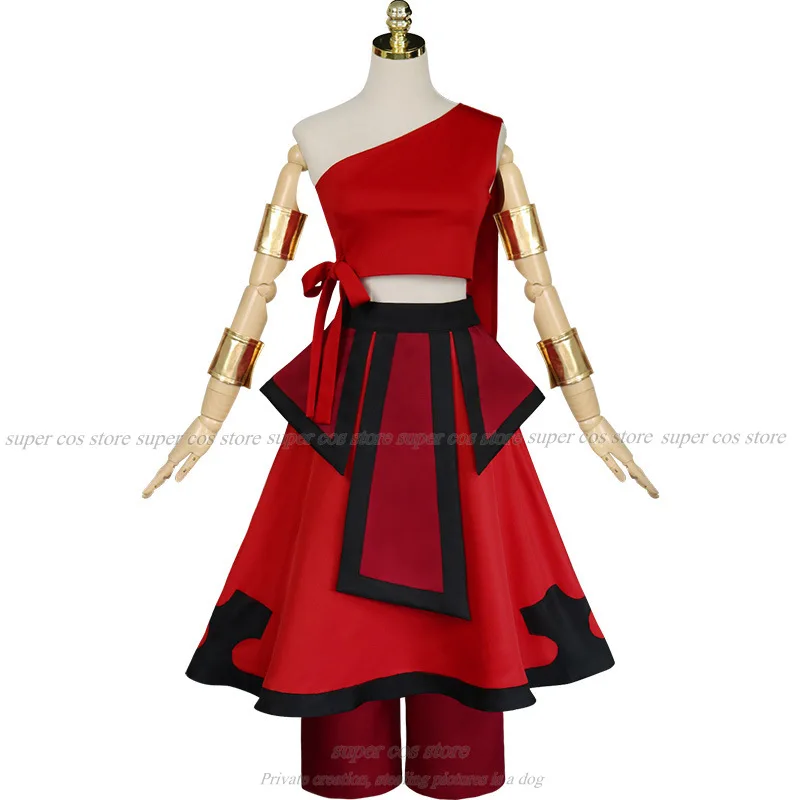 Anime Avatar The Last Airbender Cosplay Katara Fire Nation Cosplay Costume Red Uniform Adult Women Halloween Carnival Clothes