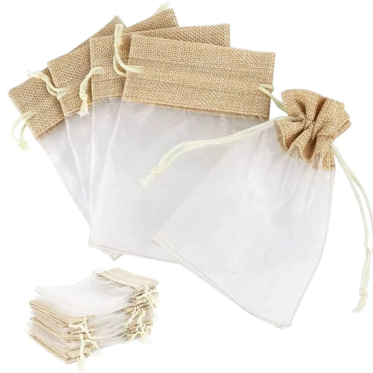 

20Pcs Linen Jute Organza Gift Candy Bags Birthday Party Supplies Christmas Packages
