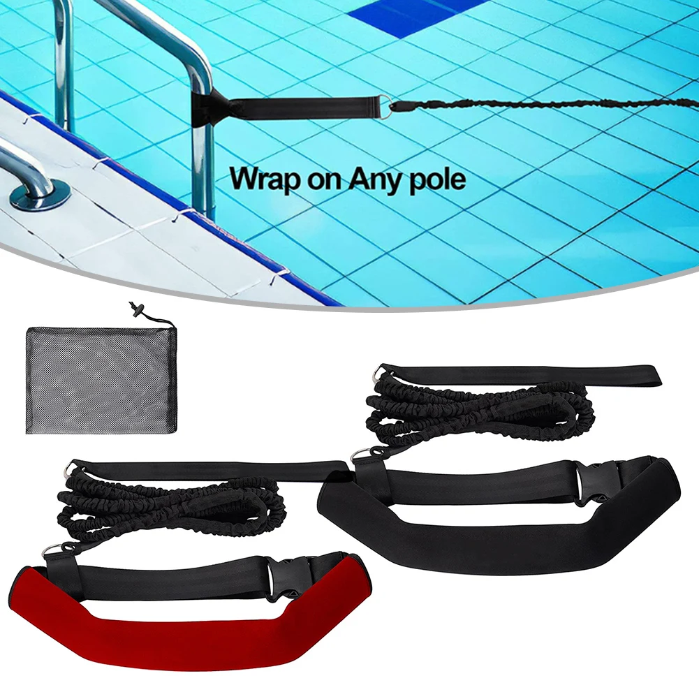 

Adjustable Neoprene Swim Belt with Elastic Resistance Tether for Stationary Swim Workouts and Aquatic Resistance Training