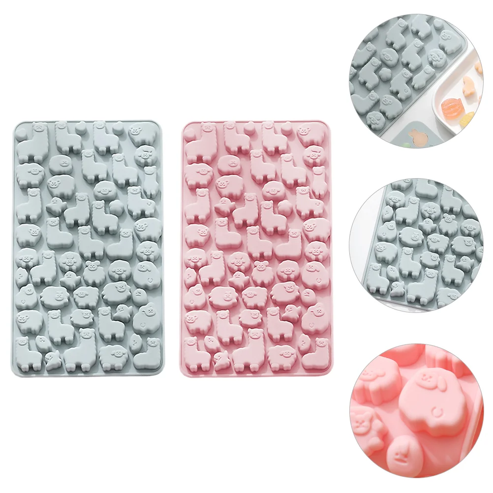 2 Pcs Animal Lollipops Chocolate Silicone Mold Gumballs Alpaca-Shape Jelly Mould