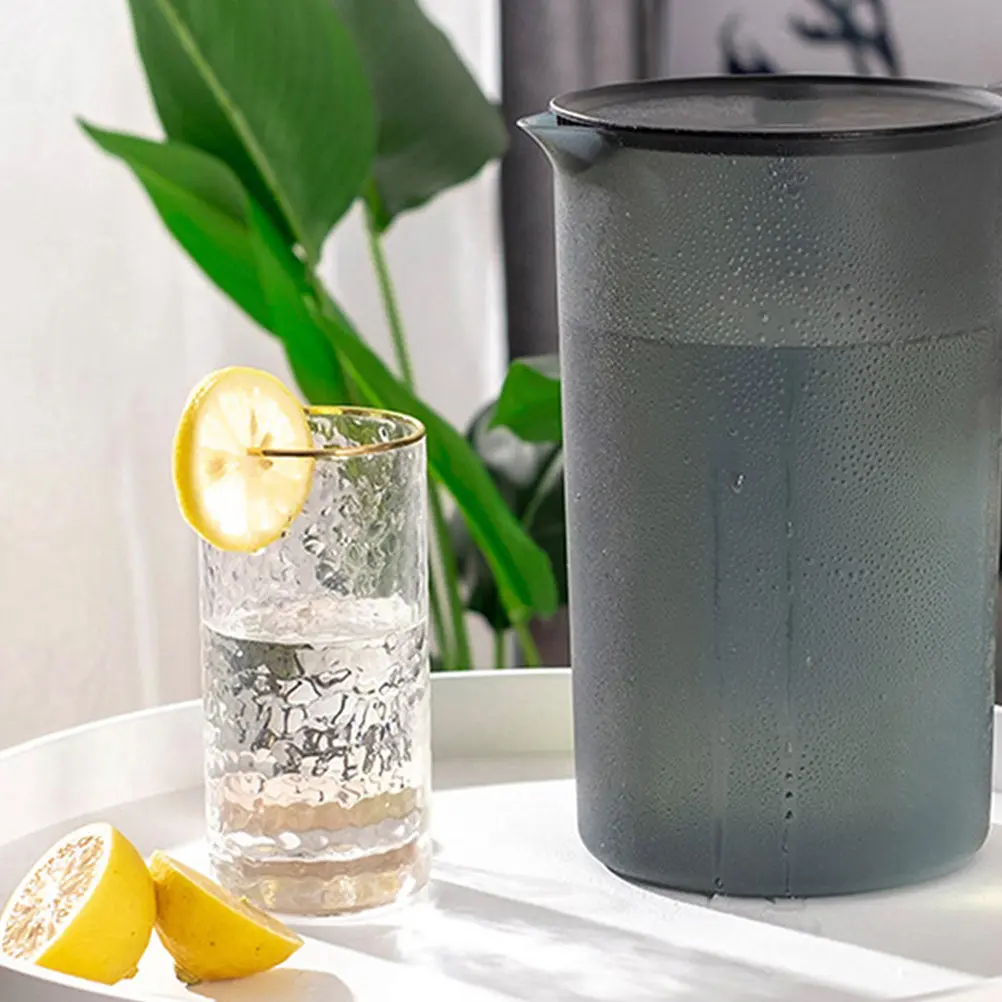 1Set Transparent Plastic Cold Water Kettle Set Easy-Clean Ergonomic Handle Splash-Proof Lid Large Capacity Juice Tea Coffee
