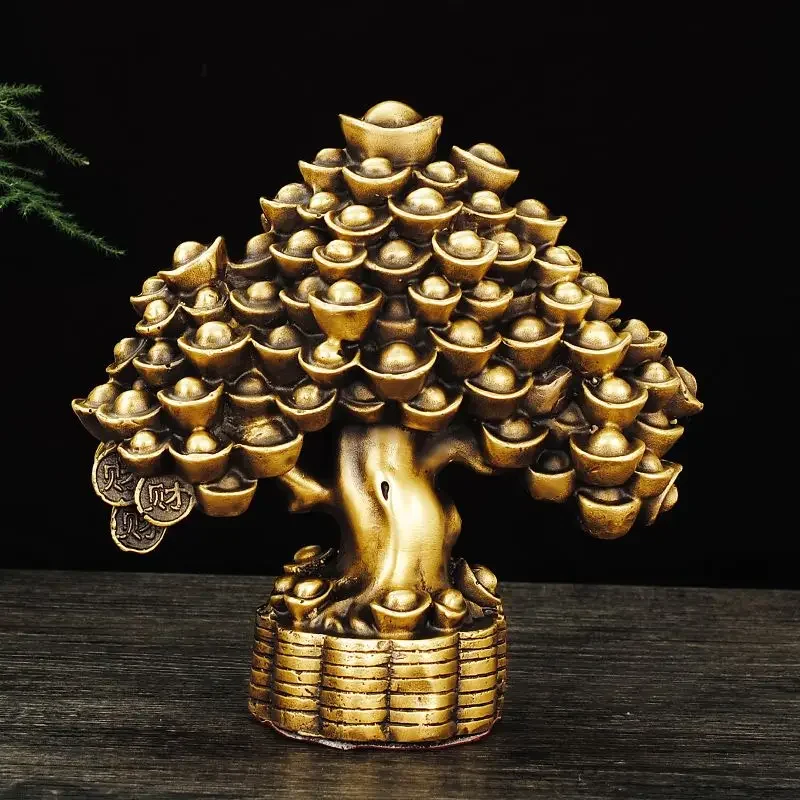 Imagem -04 - Lucky Money Tree of Pure Copper Ornaments Sala e Escritório Esculturas Desktop Lucky Money Tree Chinês