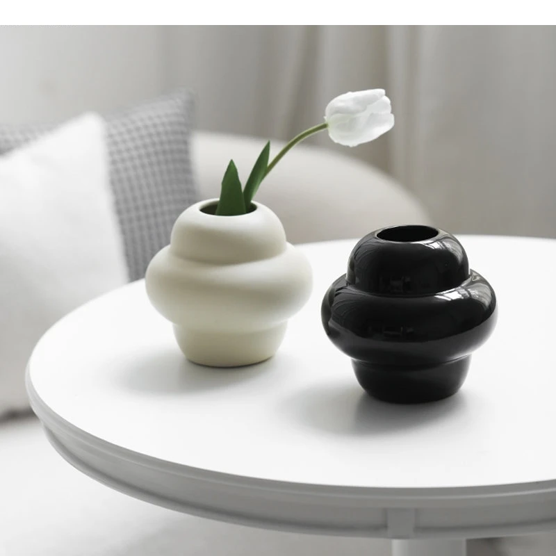 Modern Ceramic Vases Plant Flower Utensils Pots Simple Home Desktop Solid Color Arrangement Living Room Decoration
