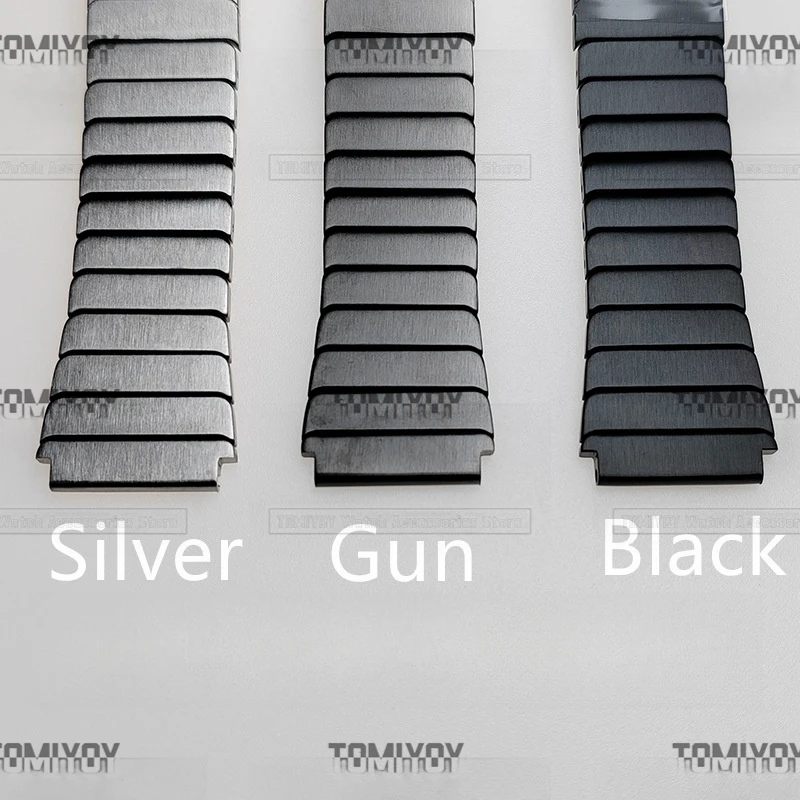 22MM Silver Gun Black Color Brushed Stainless Steel Imitation Titanium Alloy Process Bamboo Joint Style Watch Band