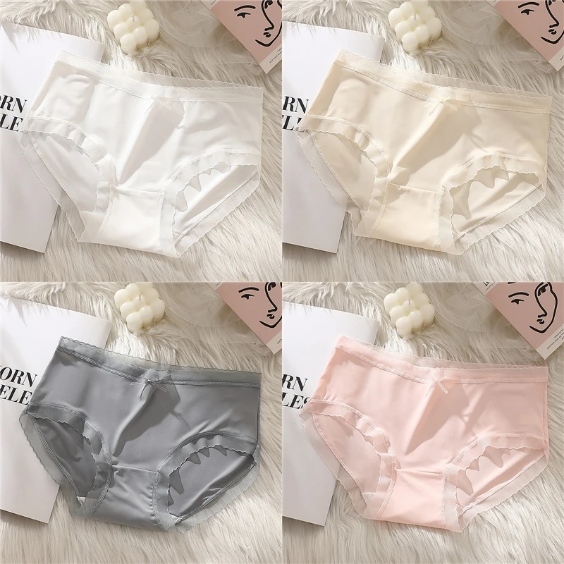 

Women Low Waist Panties Panties Sexy Lingerie Lace Quick Drying Briefs Female Seamless Underwear Solid Color Underpants