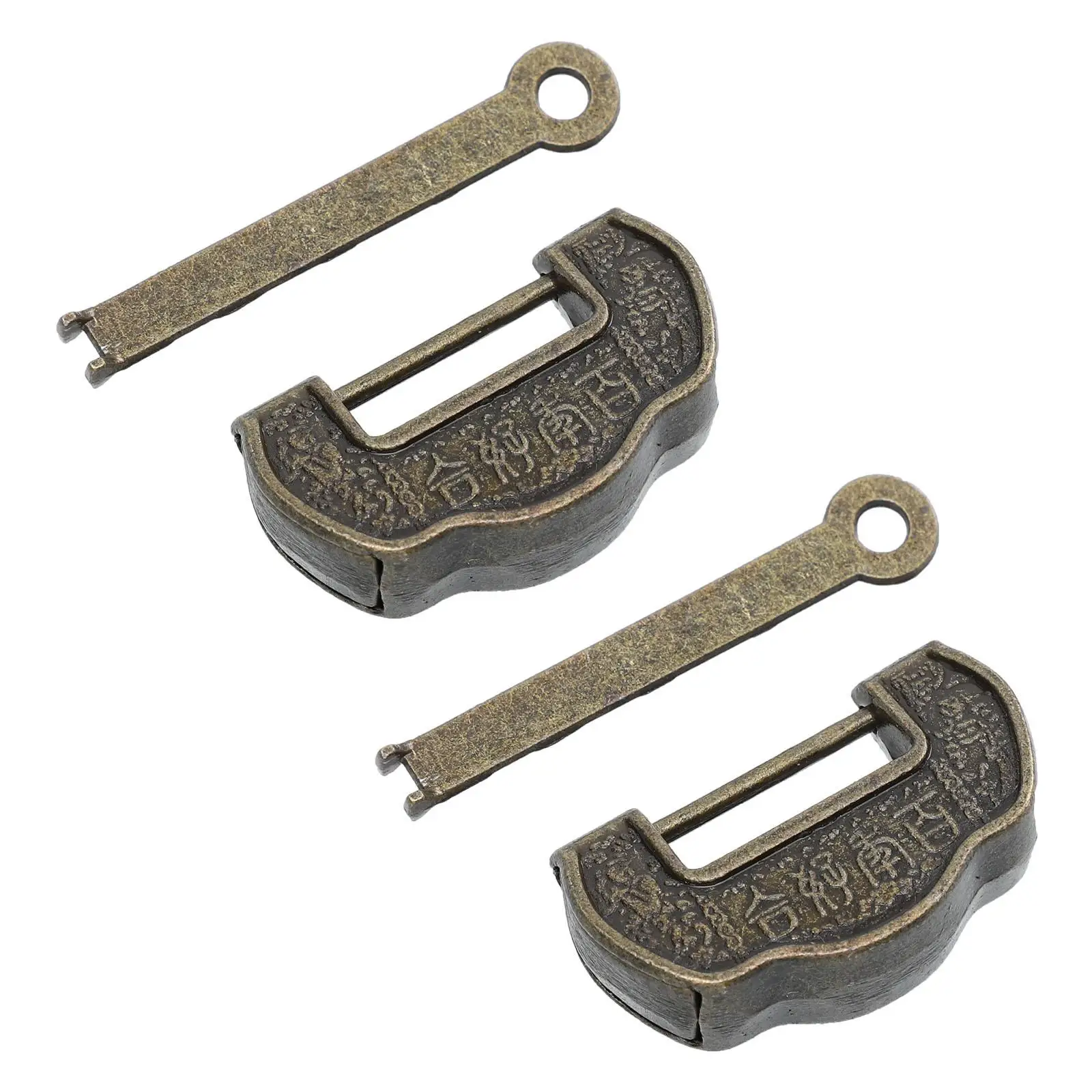 

2pcs Retro Copper Locks Vintage Decorative Zinc Alloy Suitcase Boxes Mini Jewelry Locks Old Fashioned Travel Gifts