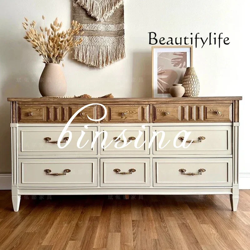 

BJ French Retro Solid Wood Chest/antique Bedroom Storage Cabinet/drawer Cabinet