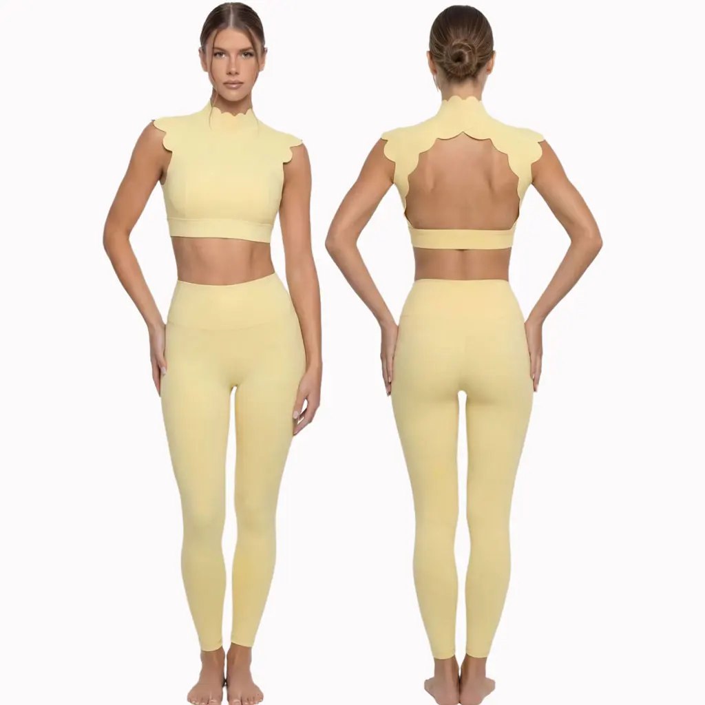 

Woman Sports Sets Backless Hollow Out Tank Yoga Top Tight Women's Sports Bra Outerwear Workout Leggings Gym Clothes Woman