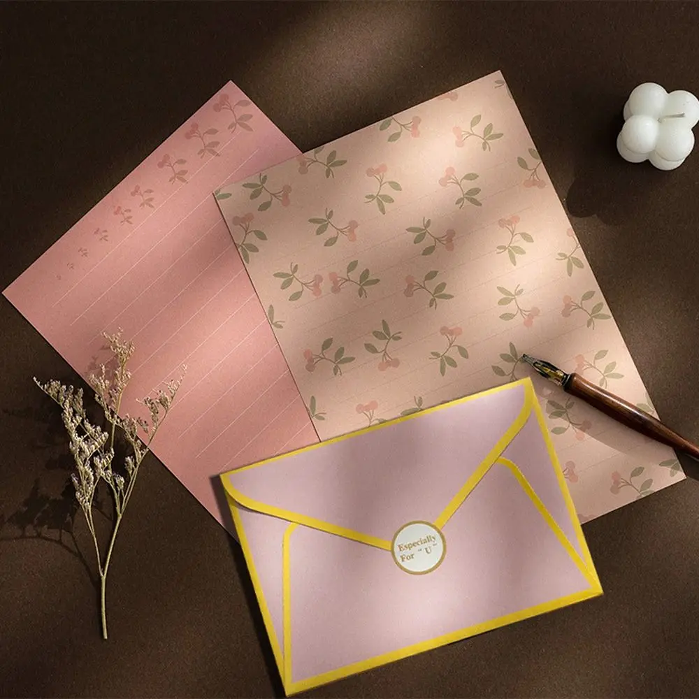 

Gift Card Flowers Floral Envelopes with Stickers DIY Postcard Letter Pads Kawaii Greeting Letter Writing Paper Invitations Cards