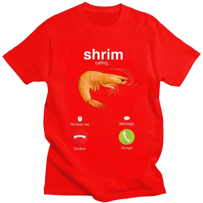 Shrim Is Calling تي شيرت نسائي قصير الأكمام مضحك الروبيان ميمي تي شيرت الشارع نمط موضة Harajuku Kawaii Y2K الملابس