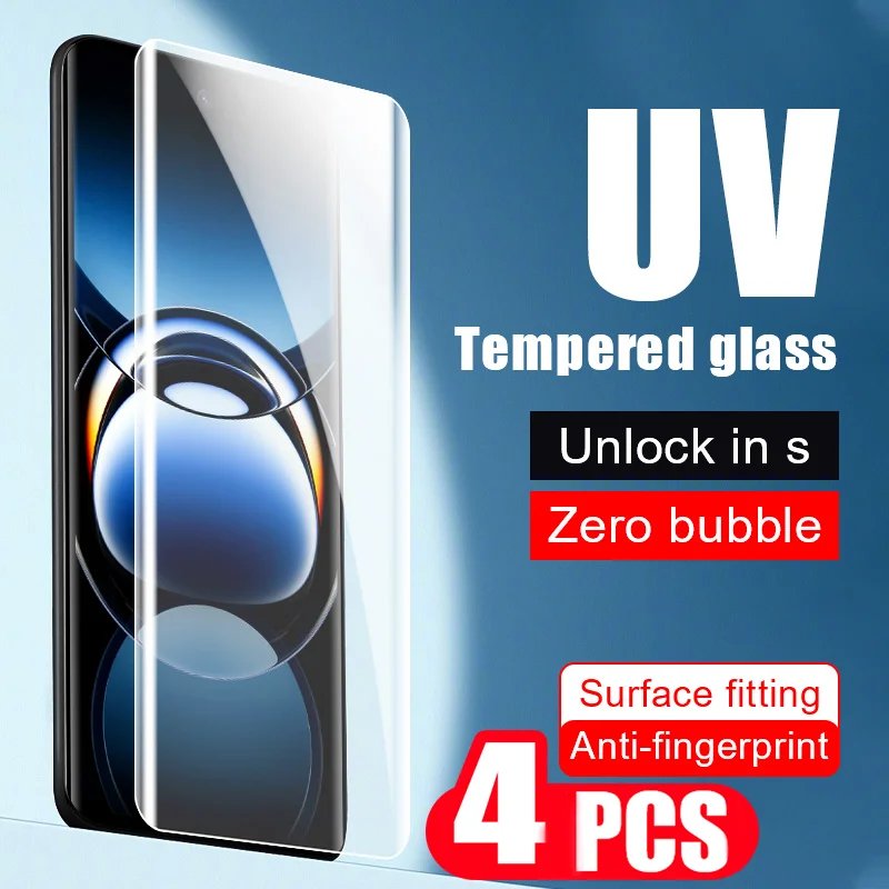 Protector de pantalla para teléfono móvil, película protectora de vidrio templado UV para OPPO piezas 12 11 10 Reno 6 5 4 Pro, Find X7 X6 X5, 4 Realme