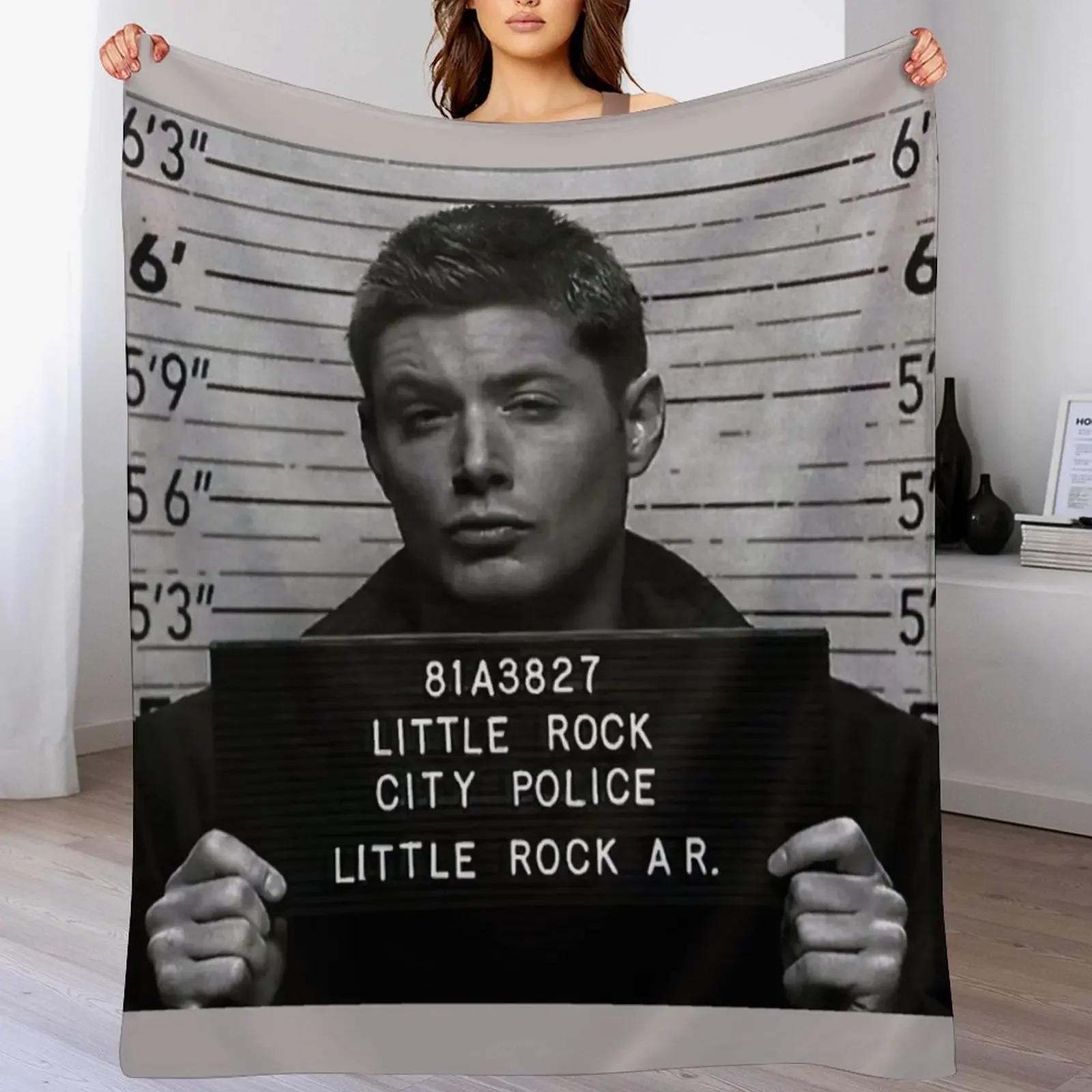 

Supernatural - Dean Winchester Mugshot Throw Blanket Plaid Picnic wednesday Blankets Softest Moving Plush Thins Blankets