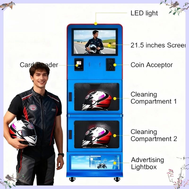 

Многофункциональная машина для чистки шлемов с регулируемыми режимами для различных типов и размеров шлемов