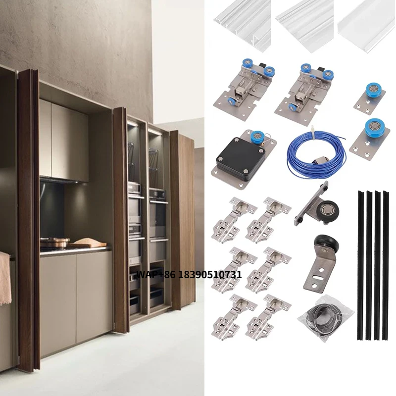 Revolving Swing Room Rail Wardrobe House Flush Interior Steel Soft Closing Kitchen Pocket Door Slide Hardware System for Bedroom