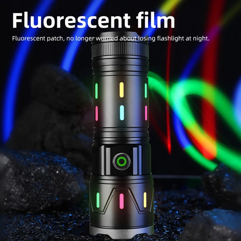 Newly upgraded high-power flashlight, powerful remote spotlight, rechargeable zoom aluminum alloy tactical torch,camping lantern