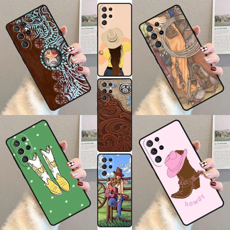 

Western Cowgirl Cowboy Phone Case For Samsung Galaxy S23 S21 S20 FE S24 S25 S22 Ultra Note 10 20 Plus Silicone Cover
