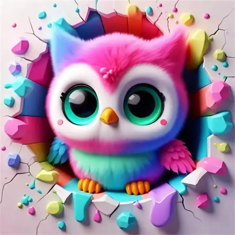 

CHENISTORY Full Square Round Diamond Embroidery Owl Animal Cross Stitch Diamond Painting 5D DIY Mosaic Home Decor