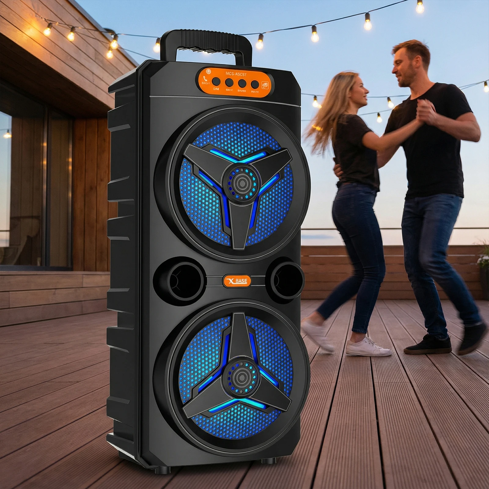 

Портативная Bluetooth-колонка с беспроводным микрофоном для караоке, поддержка TWS/AUX/USB/TF-карт/FM-радио для вечеринок, активного отдыха, кемпинга и использования на заднем дворе