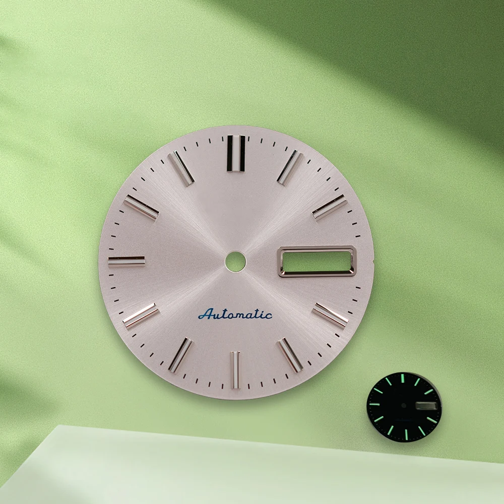 Quadrante NH35 con logo SS da 28,5 mm Quadrante arancione senza lancette adatto al movimento NH36 Accessori per la modifica dell'orologio luminoso verde