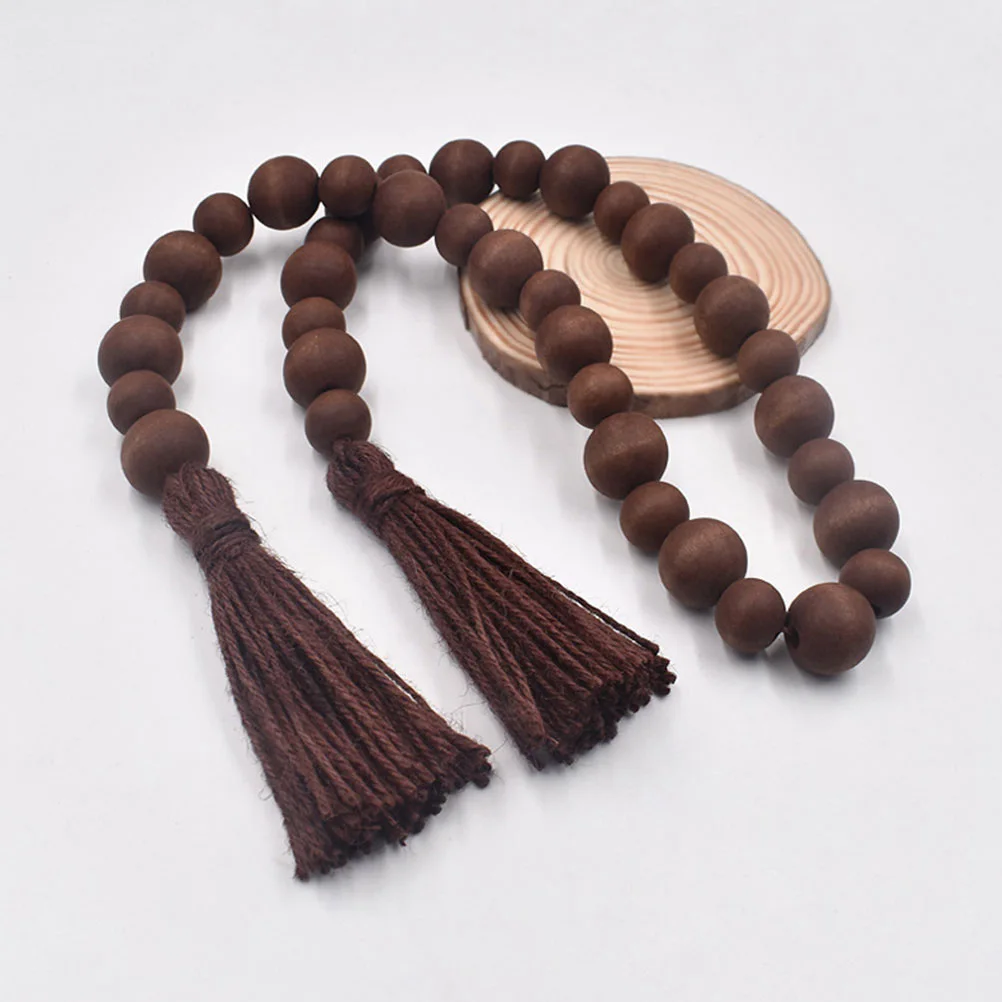

2Pcs Hanging Beaded Tassel Decor Wood Bead String with Tassels Creative Bead Modeling Appearance Design Wall Door Porch