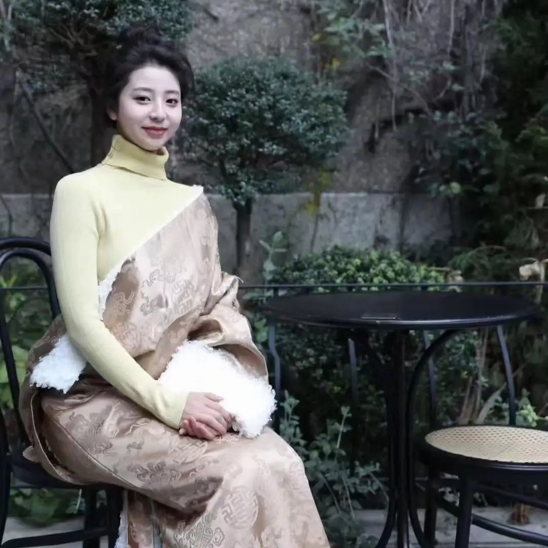 Tibetan Clothing Costumes Women's New Winter Clothes Robe Fleece-lined Single Thickened Coat plus Size