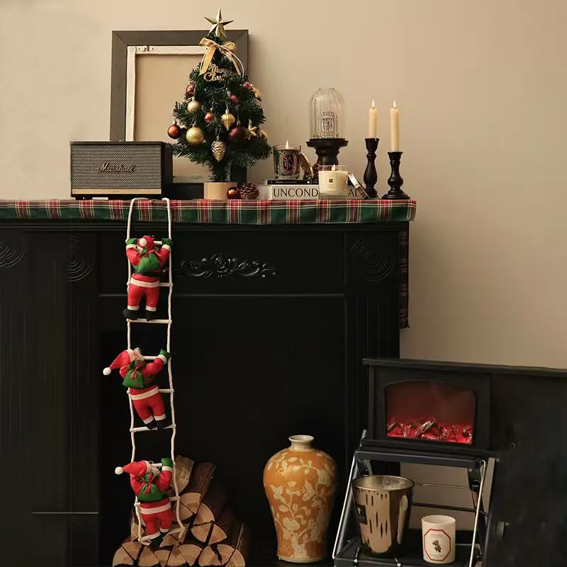 Santa Claus doll ladder pendant home decoration two people window Christmas tree
