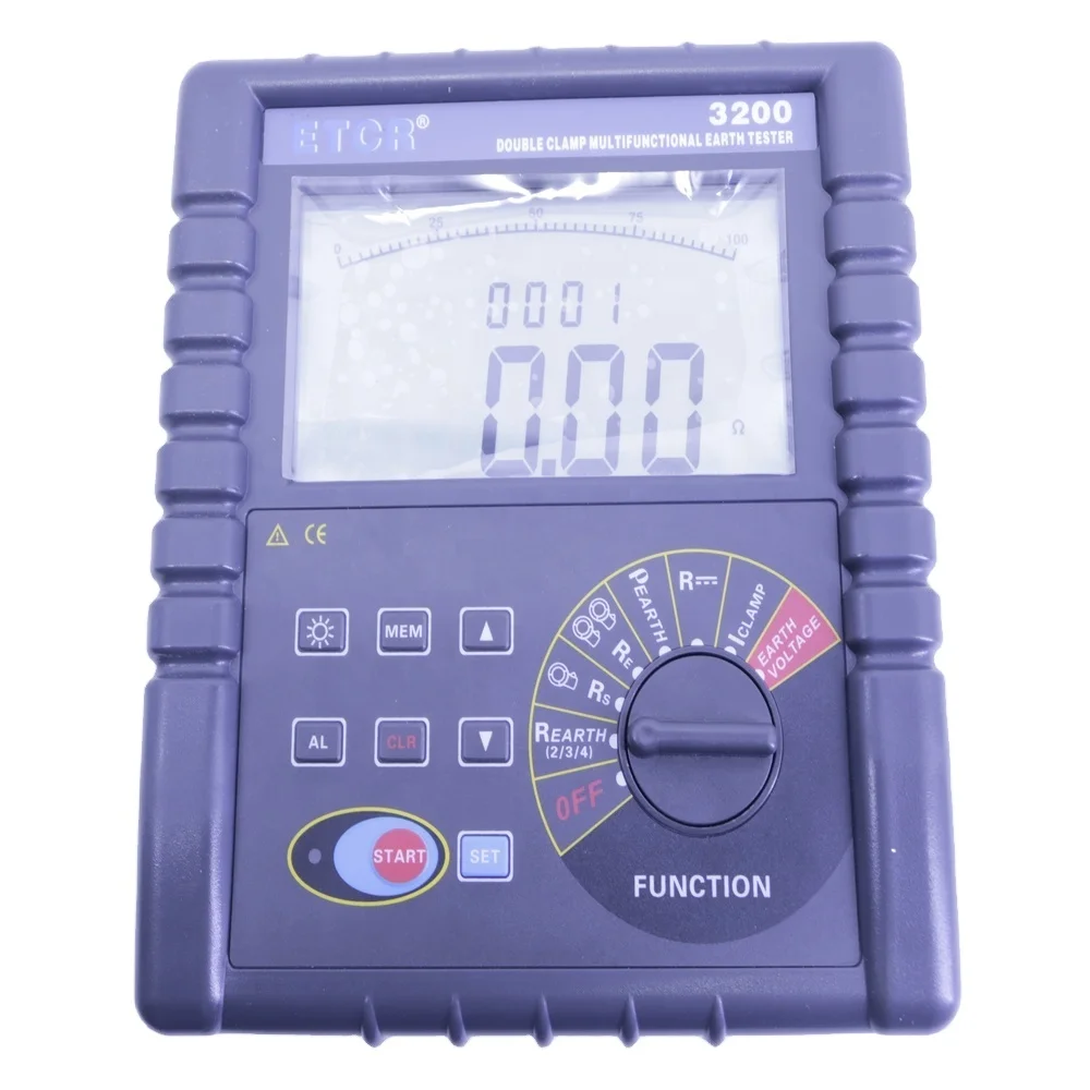 ETCR3200 Double Clamp Grounding Resistance Tester of Earth Resistance Measurement Soil Resistivity Meter Leakage Current Tester