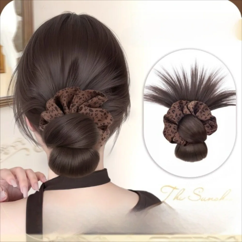 

Новый синтетический зажим для волос в виде булочки с резинкой для волос, парик с леопардовым принтом, заколка для волос, пушистый парик в виде булочки, женский парик