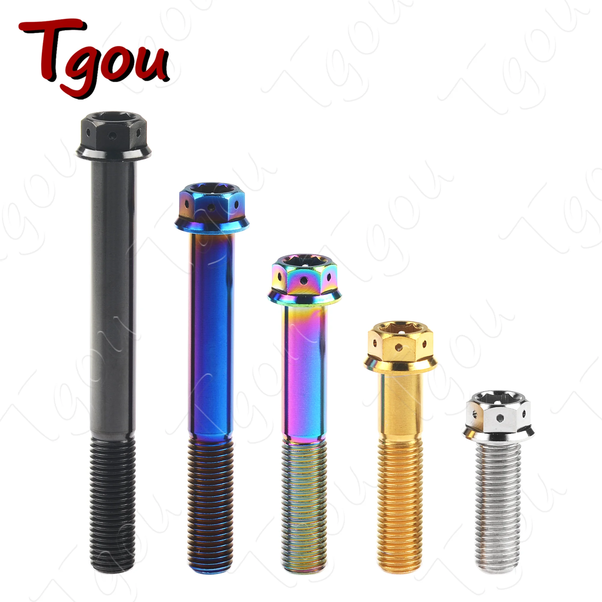 Tgou Titanium Bolt M10x20~90mm Pitch1.25/1.5mm Flange Inner Outer Hexagon Screws for Motorcycle Disc Brake Refitted