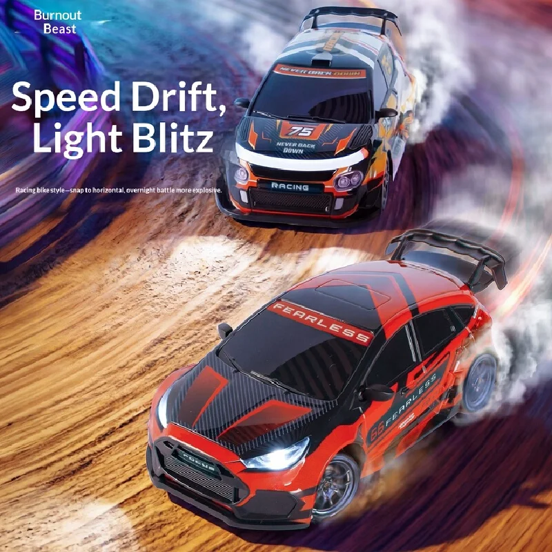 Racing Rc Rally Remote Control Drift Racing Car 1 To 24 Scale Four Wheel Drive 2 4G Led Light Spray Flame Street Drifting