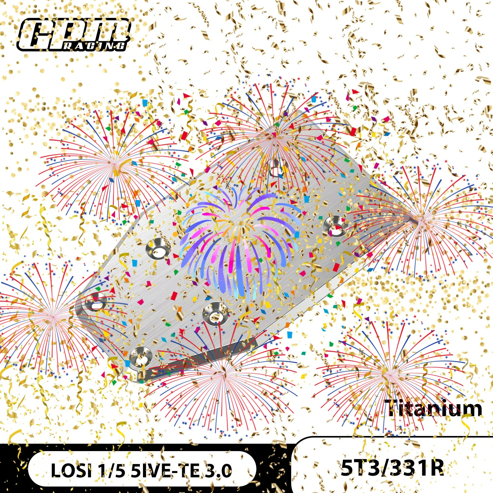 GPM Titanium Rear Chassis Skid Plate 5MM Thick For LOSI 1/5 5IVE-TE 3.0
