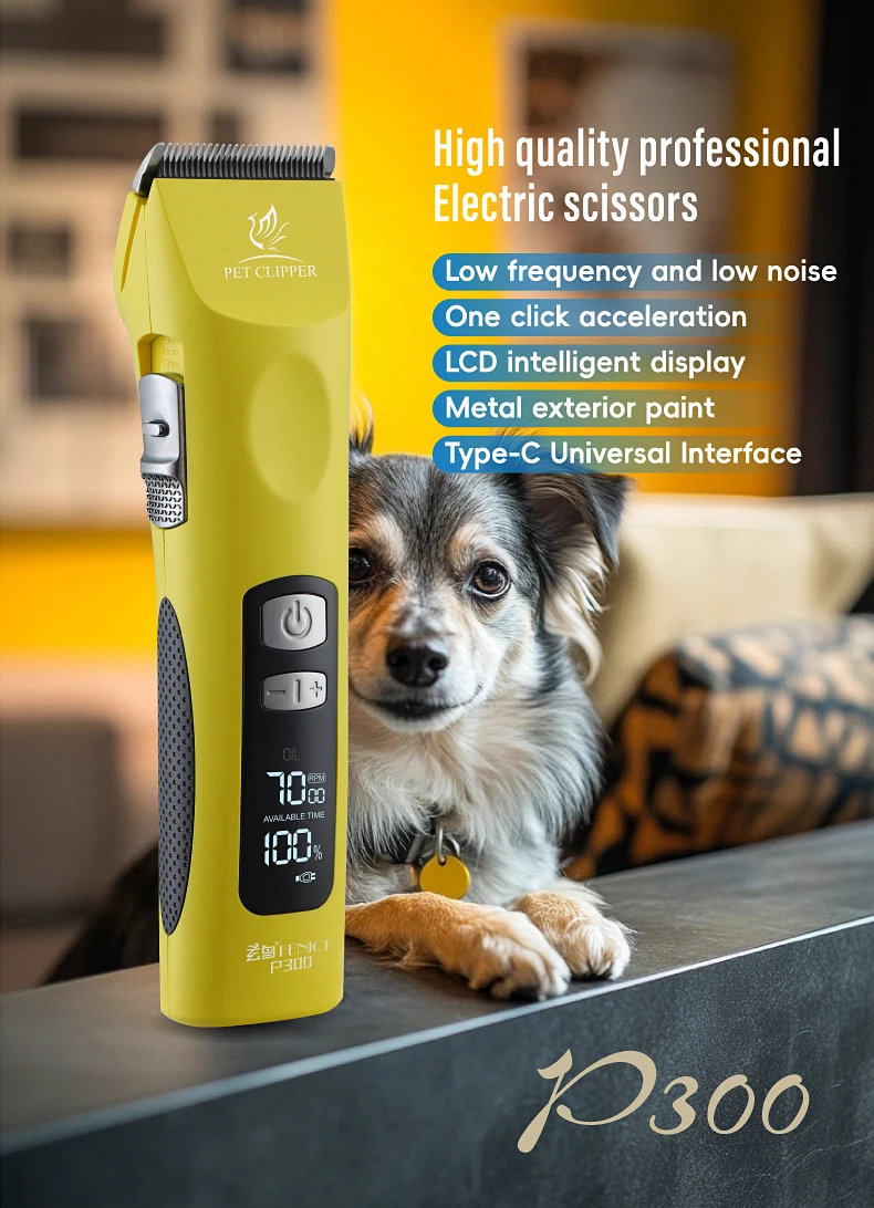 Fenice Neue rote Schneidemaschine, 5500 mA Kapazität, kabelloser LCD-Bildschirm, wiederaufladbar, geräuscharme elektrische Haarschneidemaschine für Katzen/Hundehaare – Detail 8