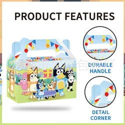 Bluey And His Family Gift Box Children Cartoon White Cardboard Portable Candy Gift Box Birthday Party Gift Portable Popcorn Box