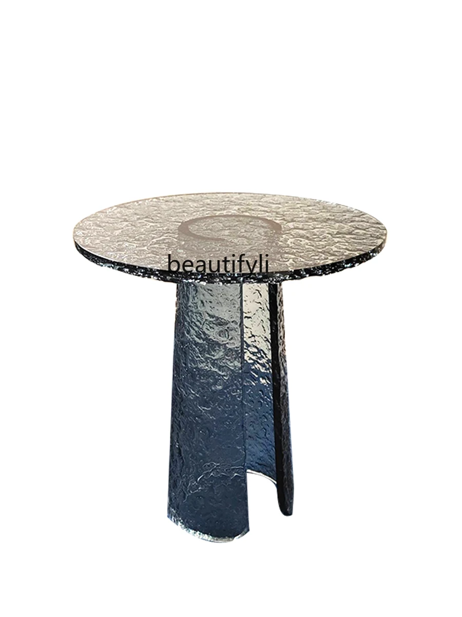 

Water ripple side table simple modern living room balcony coffee table creative designer light luxury transparent side table