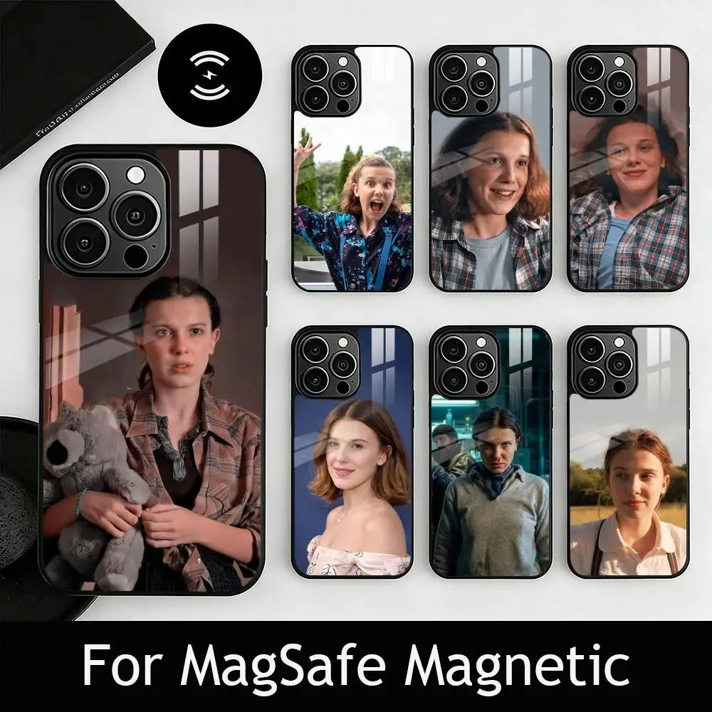 

M-Millie B-Brown Actor Phone Case For iPhone17,16,15,14,13,12,11 Plus,Pro Magnetic For Magsafe Wireless Charging