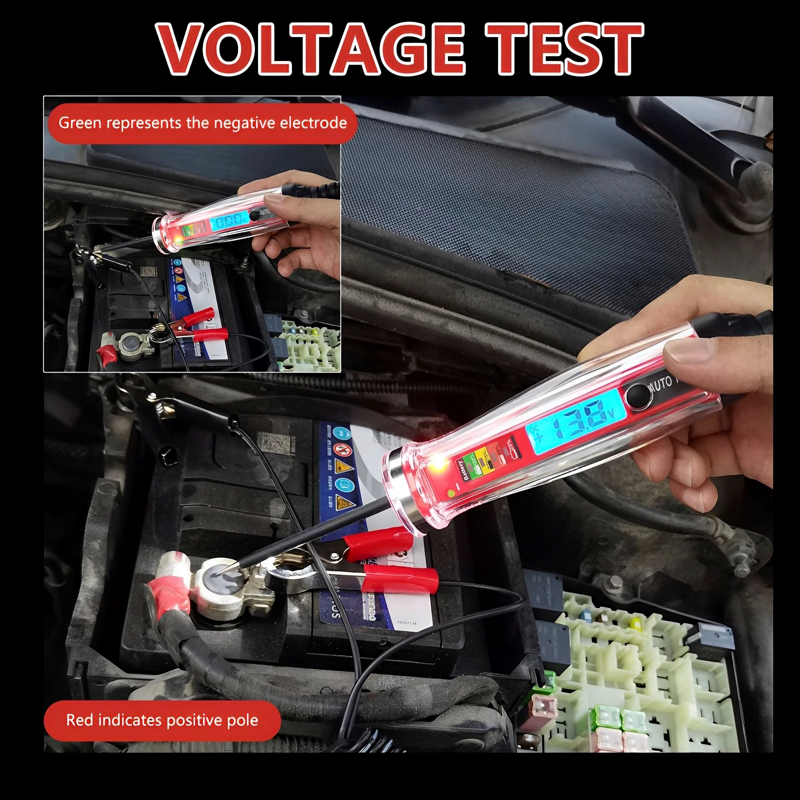 Tester della sonda del circuito di alimentazione dell\'auto Display digitale LCD strumento diagnostico del Tester di frequenza della tensione della