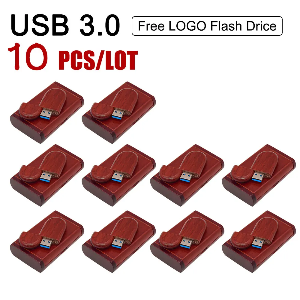 

10pcs/Lot USB Flash Drive 3.0 Free LOGO Wooden with Box Pendrive 4GB 8GB 16GB 32GB 64GB 128GB Memory Stick U disk for Laptop