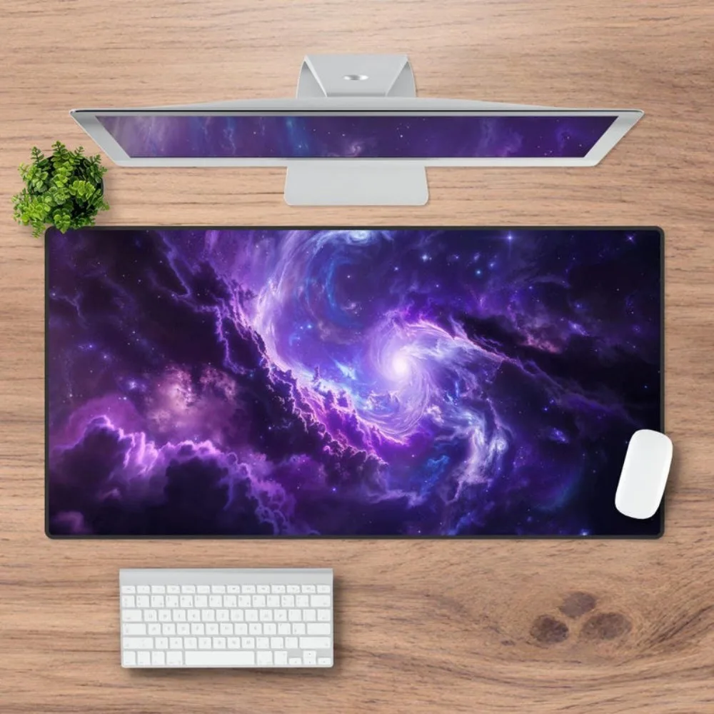Purple Galaxy Gaming Desk Mat: Stitched Edges, High Precision mouse pad grande alfombrilla ratón desk organizers and trays
