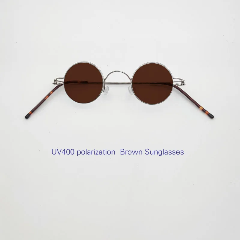 Vintage round diameter 35mm myopia prescription glasses handmade photosensitive graying, brown reading eyeglasses