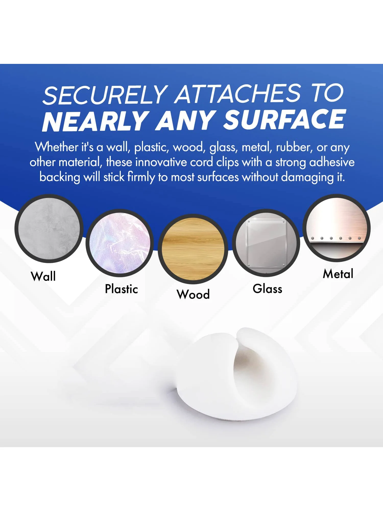 6pcs Cable Clips Organizer for Phone Charging Cable, Cable Holder for Computer, USB Cable, Mouse, Headphone Cable - White