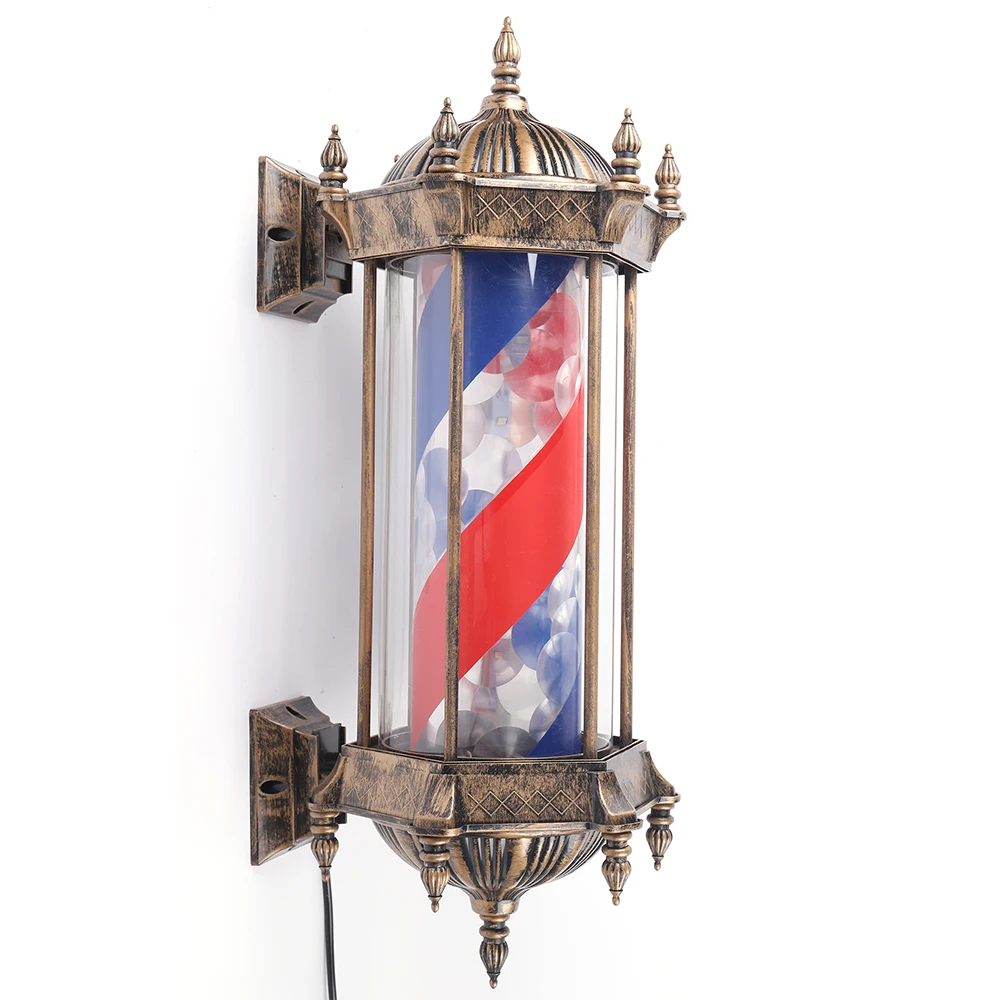 220V Hair Salon LED Light Barber Shop Rotating Stripes Sign Pole Lamp Signal 24''/20