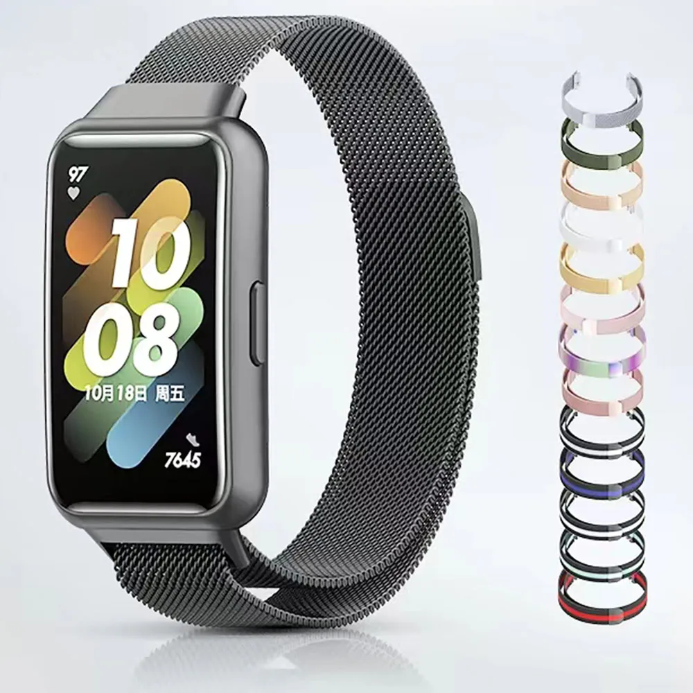 Milanese Loop Strap for Huawei Band 7 Original Bracelet Magnetic Smart Replacement Wristband Correa for Huawei Band 7Accessories