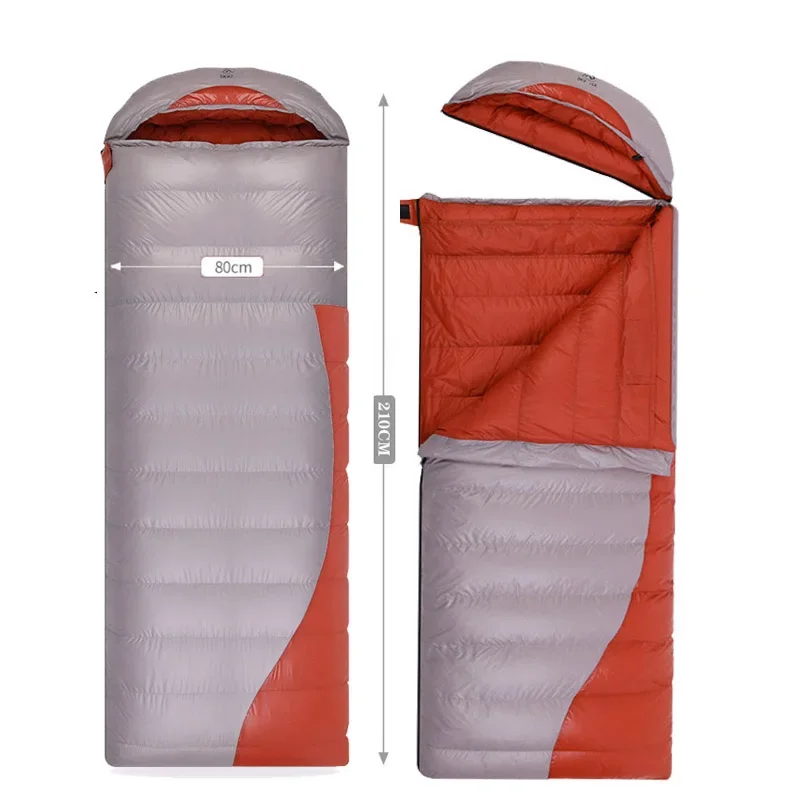 Winter Waterproof Sleeping Bag Splicable Camping Goose Down Ultralight Warm Dleeping Bag Outdoor Hiking 800+FP Down Dleeping Bag