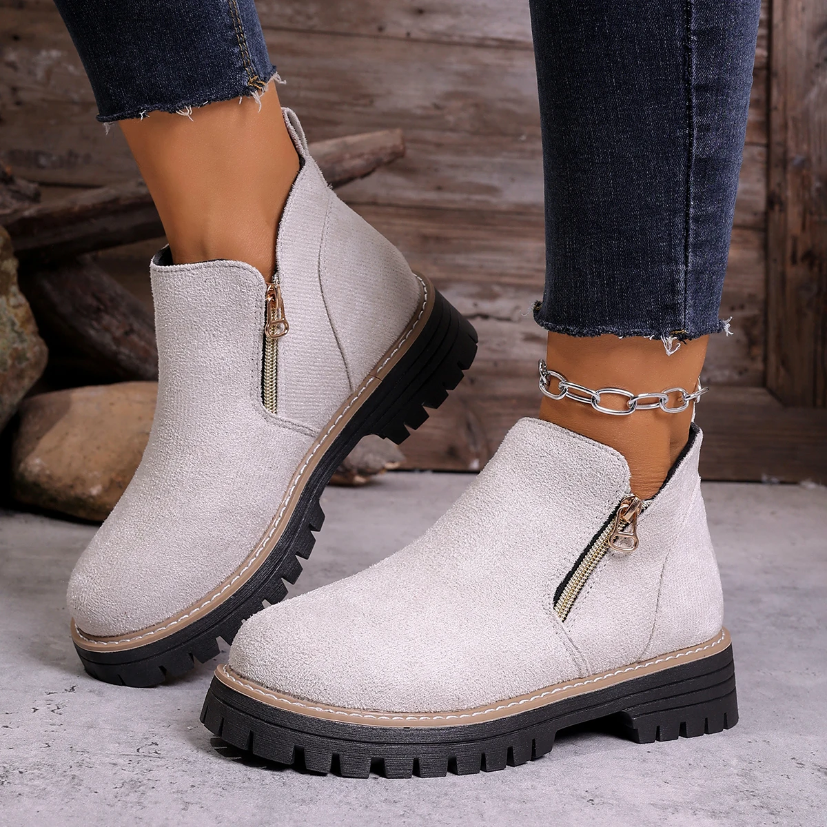 

Women Simple and Stylish Boots Plus Size Platform Shoes Women Outdoor Thick Sole Ankle Boots Fashion Comfortable Shoes for Women