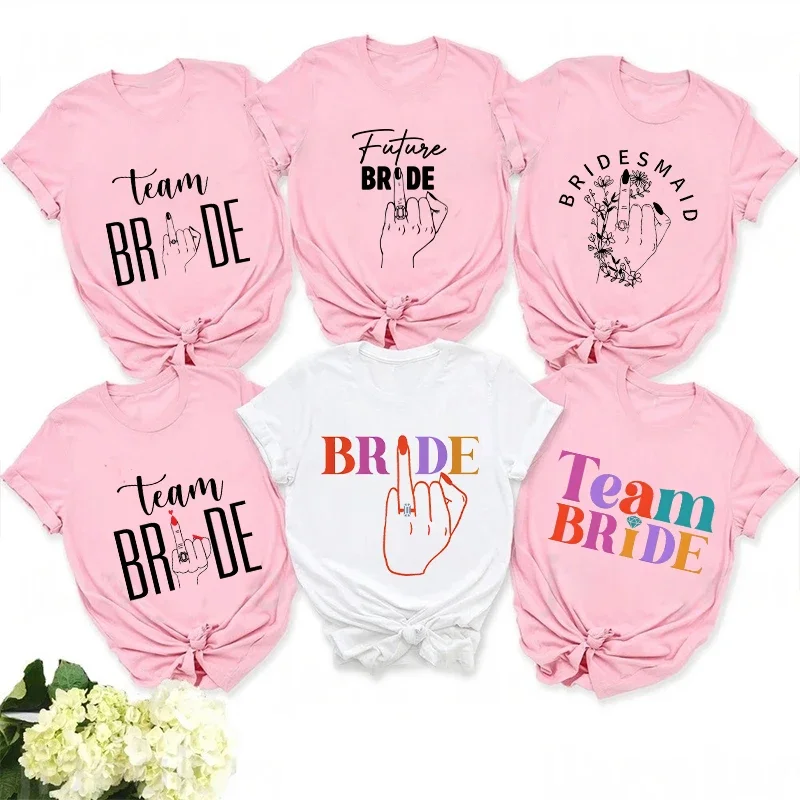 Future Team Bride Squad T-shirt Woman Bachelorette Party Single Farewell Y2k Tops Evjf Tees Ring Finger Bridal Wedding Blouse
