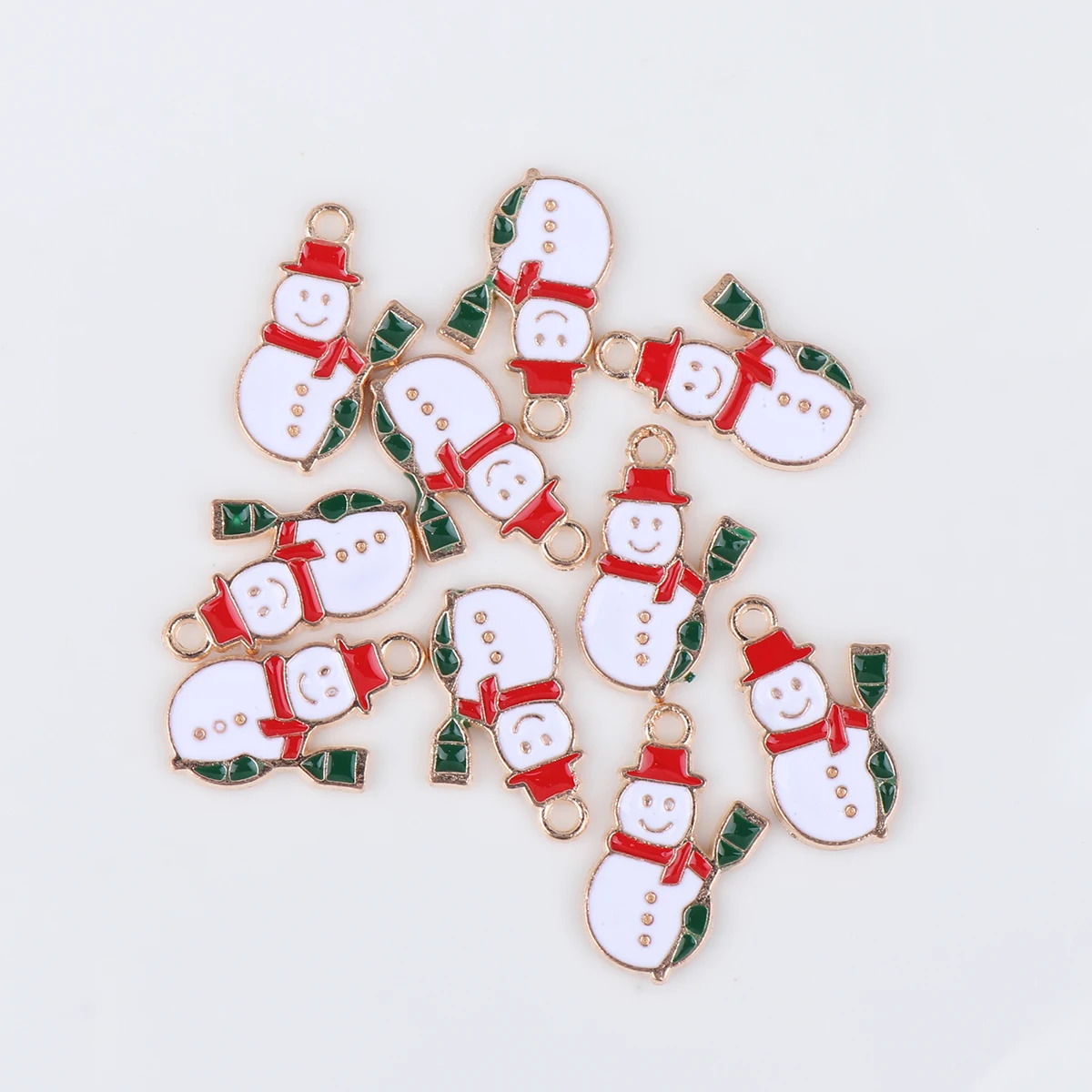 

10 pcs Snowman Hanging Decorations DIY Earrings Jewelry Accessories Xmas Enamel Charms Bracelet Necklace Making Holiday Gifts