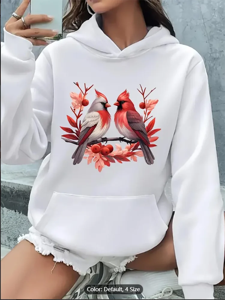 Women's Hoodie - White Sweatshirt with Front Pocket Medium Stretch Fabric for Everyday Casual & Formal Outfits-Machine Washable